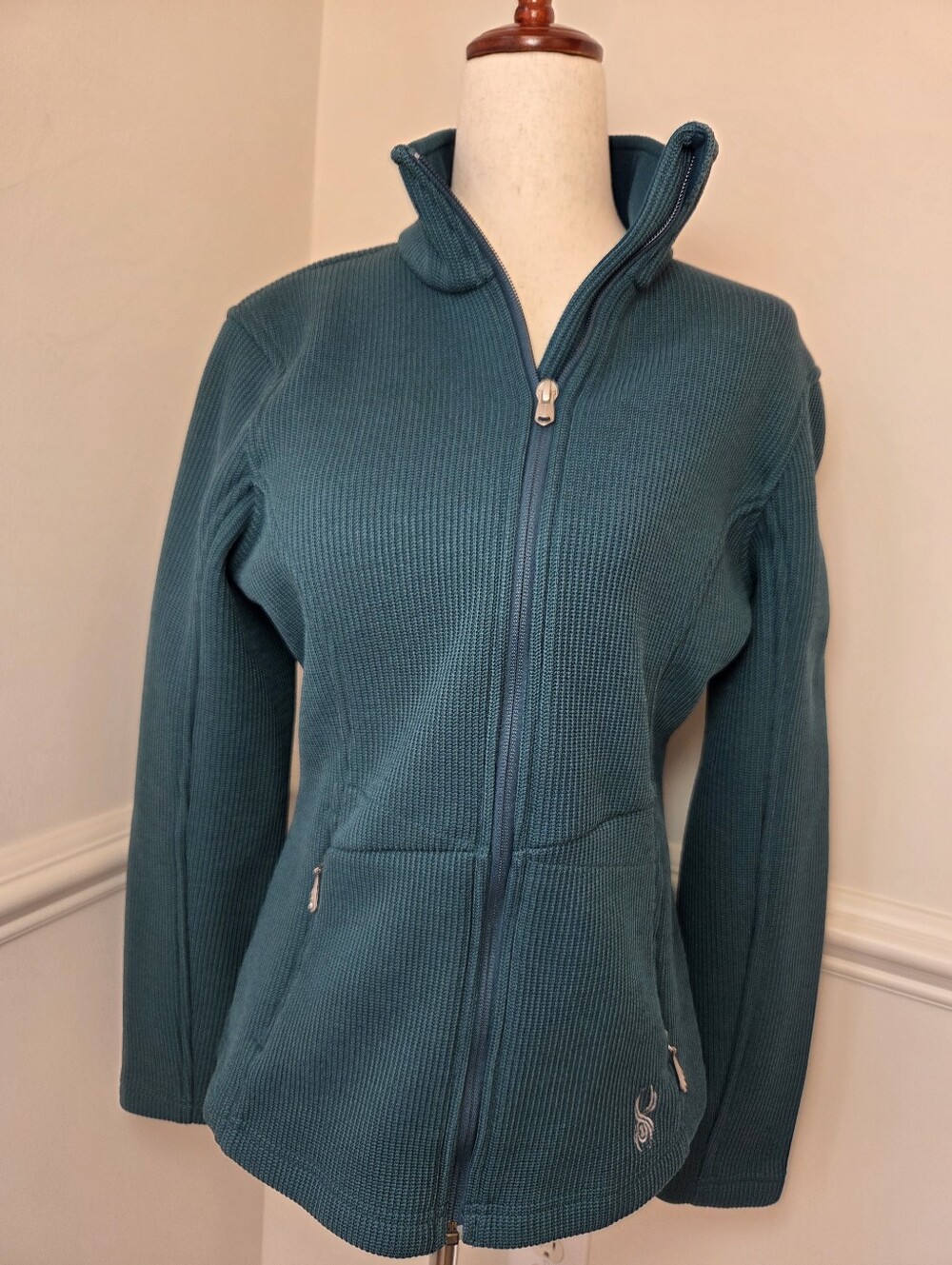 Spyder Core Sweater Jacket Womens M Teal Fleece Lined Full Zip Ski Après